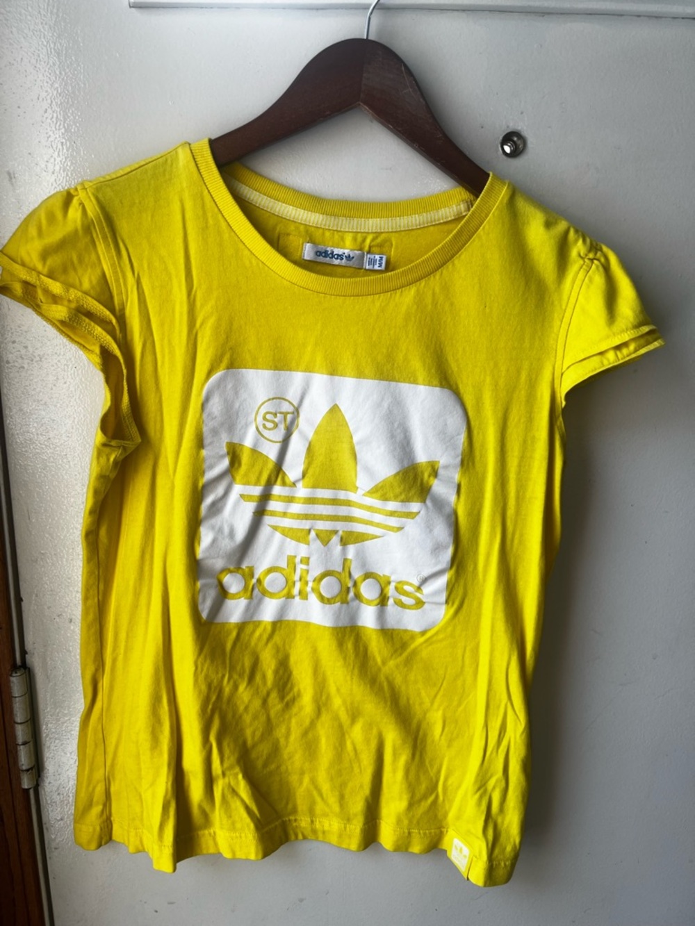 Adidas Yellow Tee with White Trefoil Logo